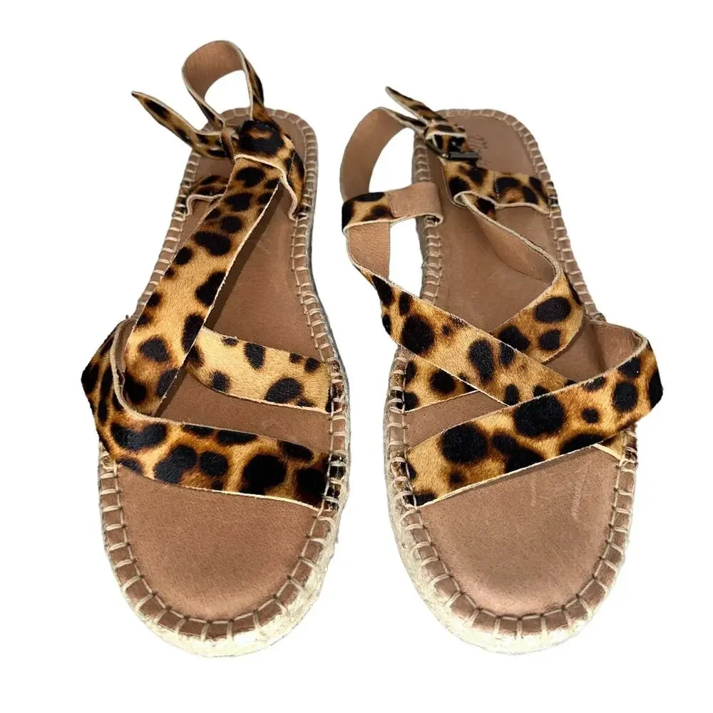 NWOB Madewell The Malia Espadrille Platform Calf Hair Leather Sandals Size 10 - Picture 5 of 11